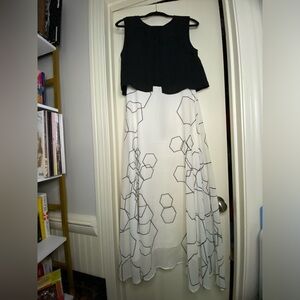 Black/ white geometric maxi dress